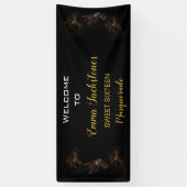 Glam Black & Gold Masquerade Geburtstag Willkommen Banner (Vertikal)