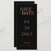 Glam Black & Gold Monogram Save the Date (Vorne/Hinten)