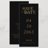 Glam Black & Gold Monogram Speichern Sie das Datum (Vorne/Hinten)