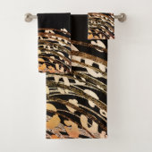Glam Black Gold Orange Bronze Cheetah Leopard Badhandtuch Set (Insitu)