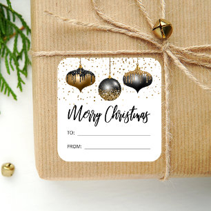 Glam Black Gold Ornamente Frohe Weihnachten Von An Quadratischer Aufkleber