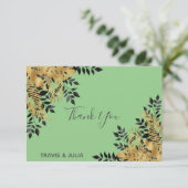 Glam Black & Gold Tropical Blätter Vielen Dank Dankeskarte (Stehend Vorderseite)