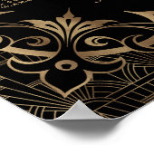 Glam Black Great Gatsby Art Deco 20s Seating Chart Poster (Ecke)