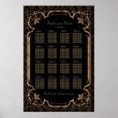 Glam Black Great Gatsby Art Deco 20s Seating Chart Poster (Vorne)