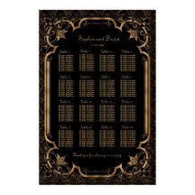 Glam Black Great Gatsby Art Deco 20s Seating Chart