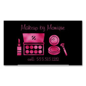 Glam Black & Hot Pink Makeup Artist Magnetische Visitenkarte (Vorderseite)