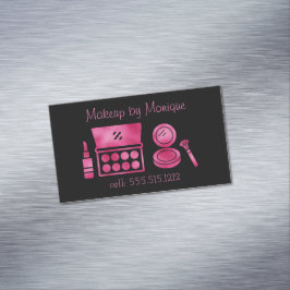 Glam Black & Hot Pink Makeup Artist Magnetische Visitenkarte