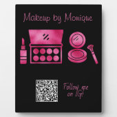 Glam Black & Hot Pink Makeup Artist QR Code Fotoplatte (Vorderseite)