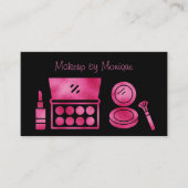 Glam Black & Hot Pink Makeup Artist QR Code Visitenkarte (Vorderseite)