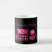 Glam Black & Hot Pink Makeup Künstler Custom Kaffeetasse (Mittel)