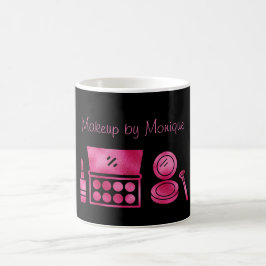 Glam Black & Hot Pink Makeup Künstler Custom Kaffeetasse