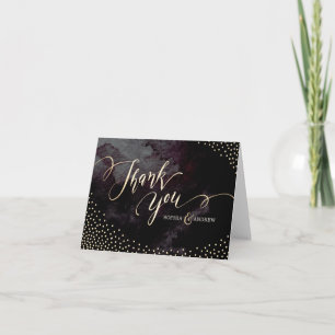 Glam Black Imitats Gold Glitzer Kalligraphie Viele Dankeskarte