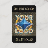 Glam Black & Imitats Gold Glitzer Prämien Lochkart Treuekarte (Vorderseite)