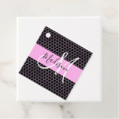 Glam Black Metallic Pink Honeycomb Monogram Name Geschenkanhänger (Beispiel)