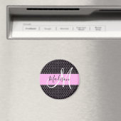 Glam Black Metallic Pink Honeycomb Monogram Name Magnet (In Situ (Geschirrspüler))