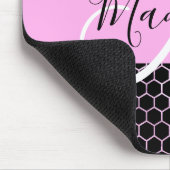 Glam Black Metallic Pink Honeycomb Monogram Name Mousepad (Ecke)