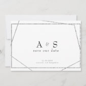Glam Black & Metallic Silver Save the Date (Vorderseite)