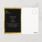 Glam Black Monogram & Gold Sleek Save the Date Postkarte (Rückseite)