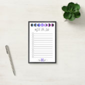 Glam Black Moon Phases Monogram Name To Do List Post-it Klebezettel (Büro)