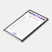 Glam Black Moon Phases Monogram Name To Do List Post-it Klebezettel (angewinkelt)