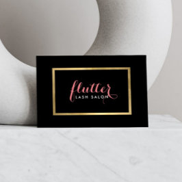 Glam Black Pink Gold Lash Salon Business Card Visitenkarte