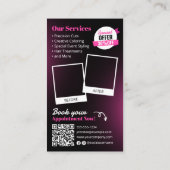 Glam Black Pink Hair Stylist Salon Magazine Style Visitenkarte (Rückseite)