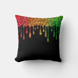 Glam Black Rasta Rainbow Glitzer Tropfen Kissen