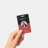 Glam Black Red Employee Foto ID Abstraktes Muster Ausweis (Handheld)