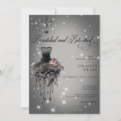 Glam Black Shower, bewitcht & betrothed Halloween Einladung (Vorderseite)