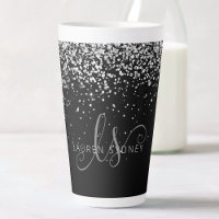 Glam Black Silver Glitter Glam Monogram