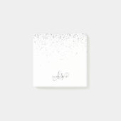 Glam Black Silver Glitter Glam Monogram Post-it Klebezettel (Vorderseite)