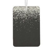 Glam Black Silver Glitzer Monogram Name Autolufterfrischer (Rückseite)