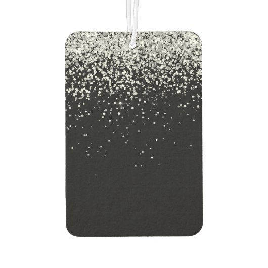 Glam Black Silver Glitzer Monogram Name Autolufterfrischer (Rückseite)