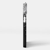 Glam Black Silver Glitzer Monogram Name iPhone Hülle (Rechte Seite)