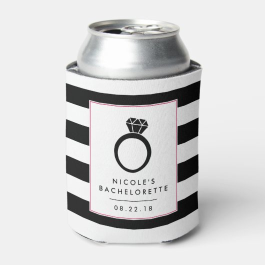 Glam Black Stripe | JUNGGESELINNEN-ABSCHIED Dosenkühler (Kanne Vorderseite)