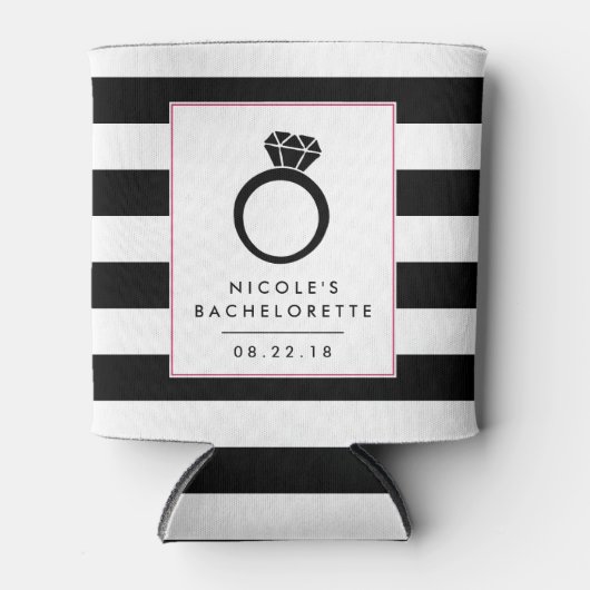 Glam Black Stripe | JUNGGESELINNEN-ABSCHIED Dosenkühler (Vorderseite)