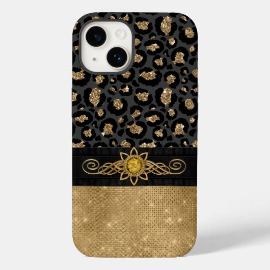 Glam Black und Gold Leopard Print Case-Mate iPhone Hülle (Rückseite)
