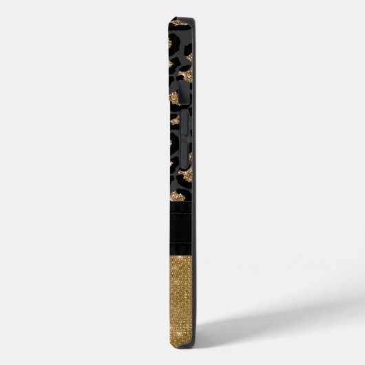 Glam Black und Gold Leopard Print Case-Mate iPhone Hülle (Rückseite / Links)