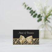 Glam Black und Gold Zebra Print Gold Band Visitenkarte (Stehend Vorderseite)