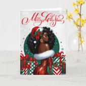 Glam Black Woman Festive Stilvolle Weihnachten Karte (Gelbe Blume)