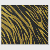Glam Black Zebra Streifen & Imitate Gold Glitzer Geschenkpapier (Flach)