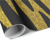 Glam Black Zebra Streifen & Imitate Gold Glitzer Geschenkpapier (Rolleneckpunkt)