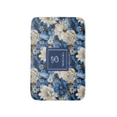 Glam Blau Elfenbein Blumen Benutzername Badematte (Vorderseite Vertikal)