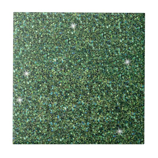 Glam Blau Türkis Glitter Funkel Chic Fliese (Vorderseite)