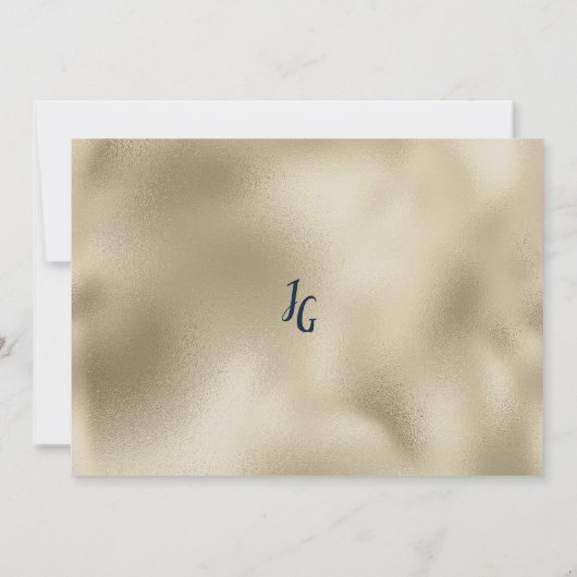 Glam-Blaue Goldorchideenblume RSVP Einladung (Rückseite)