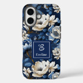 Glam Blaues und Elfenbeinernes Blumen Designer iPh Case-Mate iPhone Hülle (Rückseite)