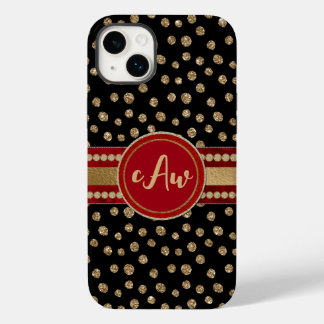 Glam Bling Glitzer Polka Dots and Monogram Case-Mate iPhone 14 Plus Hülle