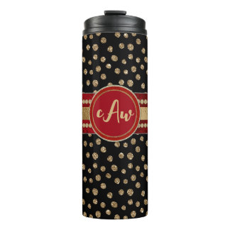 Glam Bling Glitzer Polka Dots and Monogram Thermosbecher