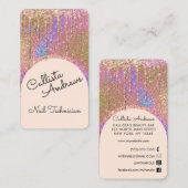Glam Bling Holographic Glitzer Tropfens Nail Tech Visitenkarte (Vorne/Hinten)