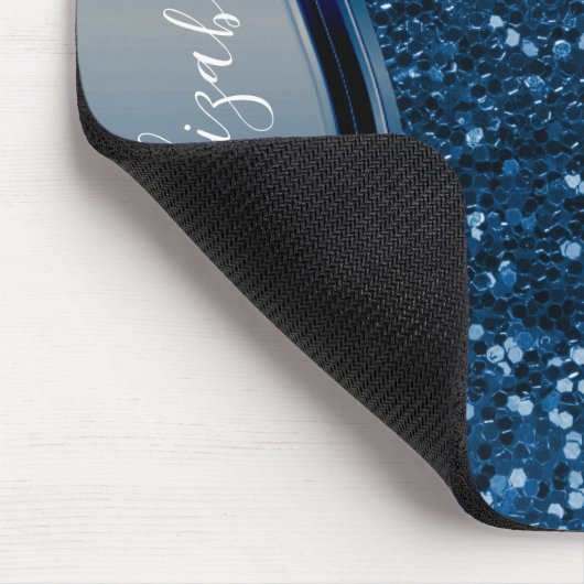 Glam Bling Personalisiert Glitzer Calligraphy Blue Mousepad (Ecke)